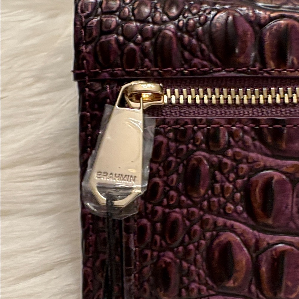 Brahmin Purple and Gold Croc-Embossed Wallet - Picture 6 of 9